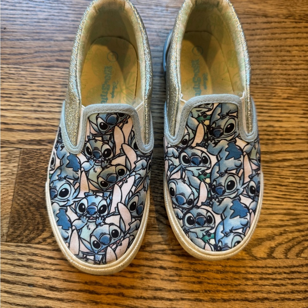 Disney Stitch girls Kids Slip-On Sneakers - Blue and silver